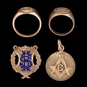 ANTIQUE / VINTAGE 10K AND 10K-14K GOLD JEWELRY, LOT OF FOUR