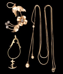 VINTAGE / CONTEMPORARY 10K AND 14K YELLOW GOLD JEWELRY, LOT OF THREE