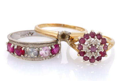 VINTAGE 14K GOLD LADY'S RINGS, LOT OF THREE