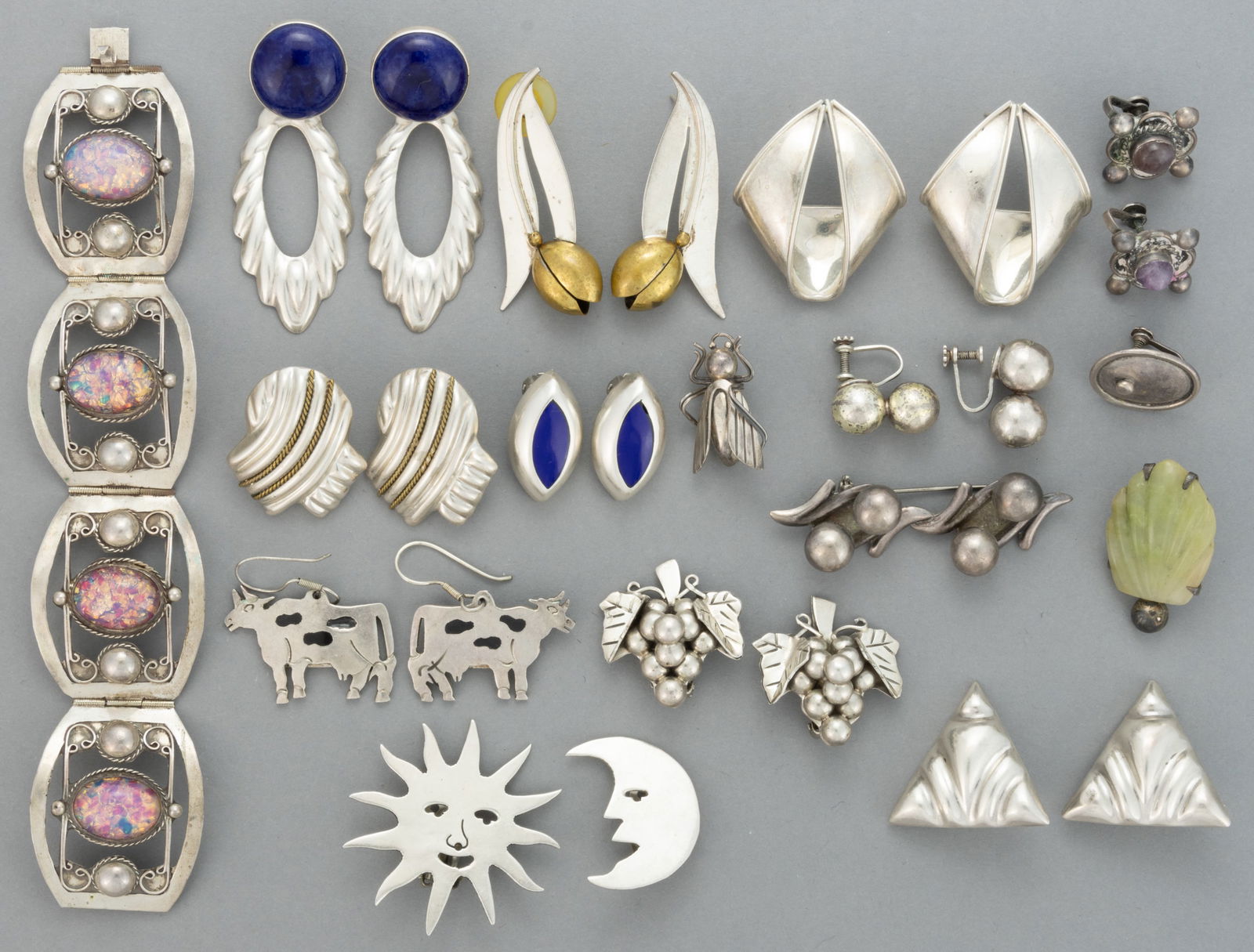 VINTAGE / CONTEMPORARY MEXICAN STERLING AND SILVER-TONED JEWELRY, LOT OF 27 PIECES (1 of 1)