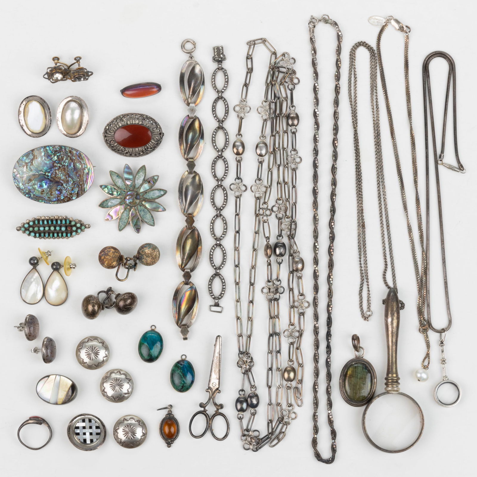 ANTIQUE / VINTAGE STERLING AND SILVER-LIKE JEWELRY, LOT OF 35 PIECES (1 of 1)