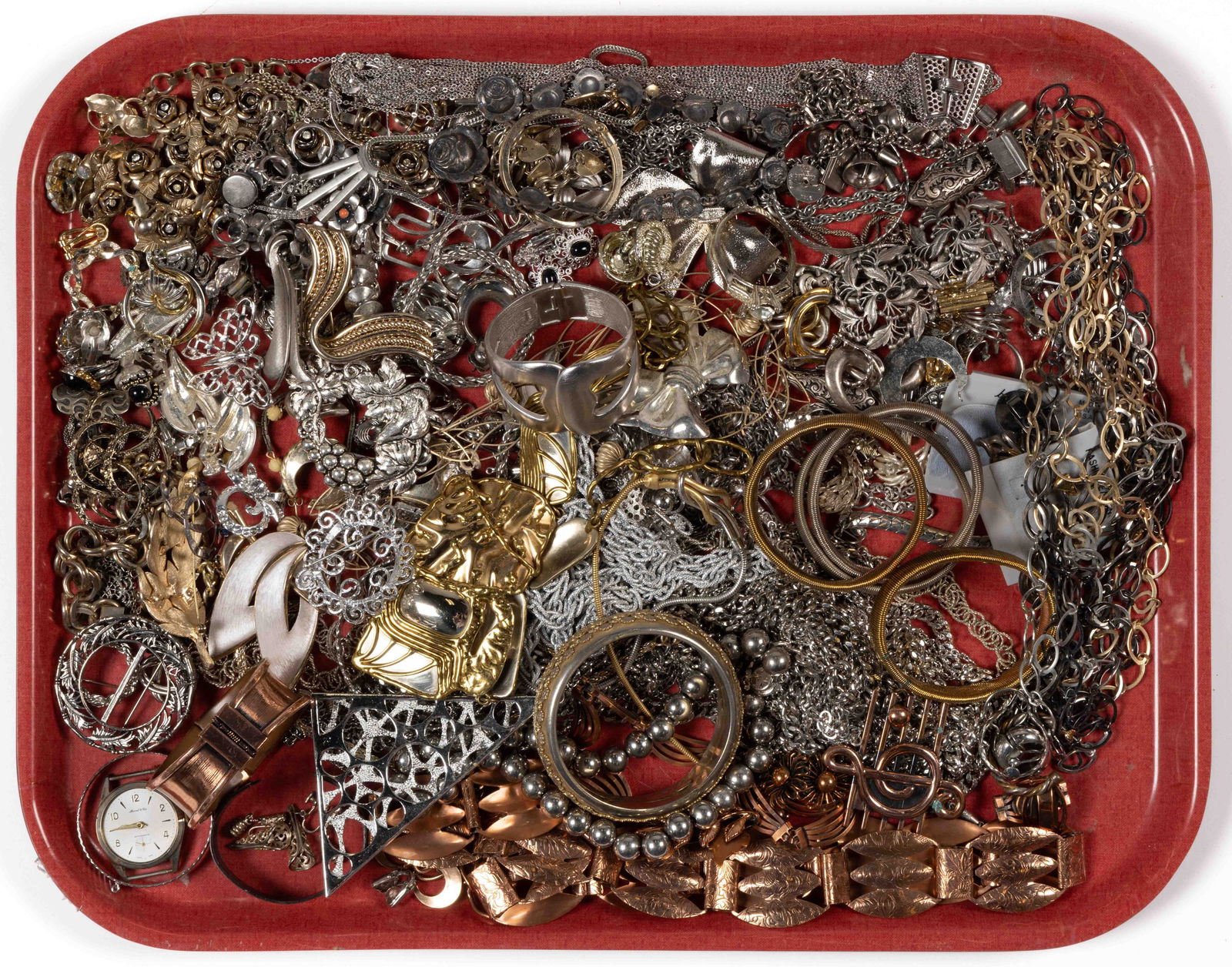 VINTAGE / CONTEMPORARY SILVER-TONED AND OTHER COSTUME JEWELRY, UNCOUNTED LOT (1 of 1)