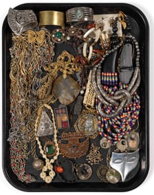 VINTAGE / CONTEMPORARY METAL, FIGURAL, AND OTHER COSTUME JEWELRY, UNCOUNTED LOT