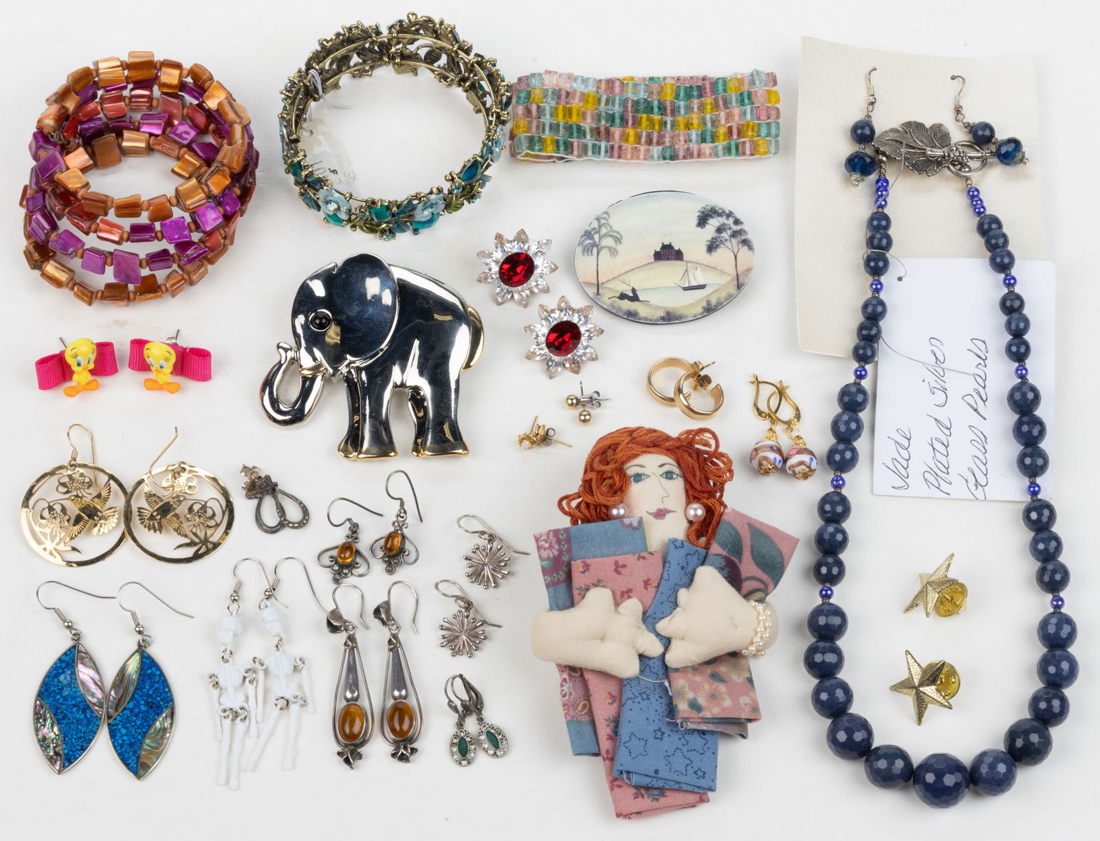 VINTAGE / CONTEMPORARY STERLING SILVER AND COSTUME JEWELRY, LOT OF 39 PIECES (1 of 1)