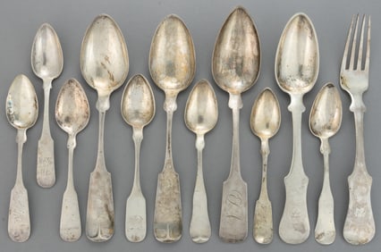 AMERICAN COIN SILVER SPOONS, LOT OF TEN