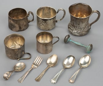 GORHAM AND OTHER STERLING SILVER BABY / CHILD ARTICLES, LOT OF 11