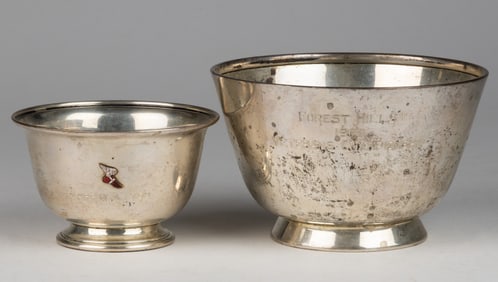 GRAFF, WASHBOURNE & DUNN STERLING SILVER TROPHY / PRESENTATION BOWLS, LOT OF TWO