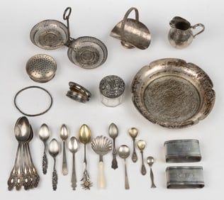 AMERICAN AND FOREIGN STERLING AND OTHER SILVER ARTICLES, LOT OF 26