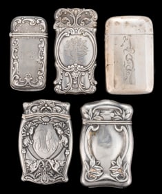 GORHAM AND OTHER STERLING SILVER MATCH SAFES, LOT OF FIVE