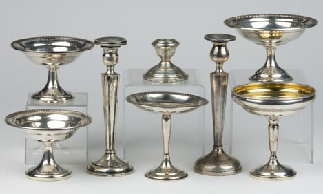 WALLACE AND OTHER WEIGHTED STERLING SILVER ARTICLES, LOT OF EIGHT