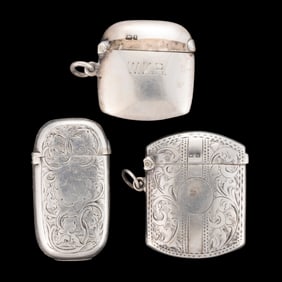 ENGLISH STERLING SILVER MATCH SAFES, LOT OF THREE