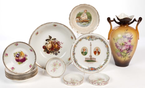 BUFFALO POTTERY TRANSFER-DECORATED ARTICLES, LOT OF 13