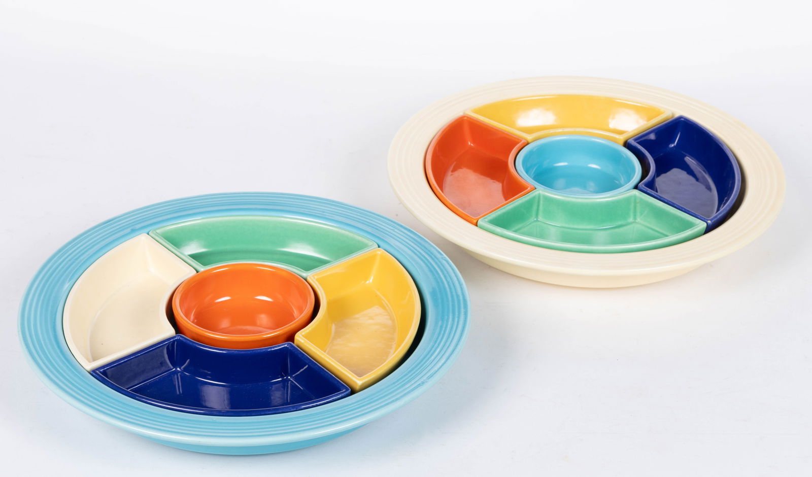 HOMER LAUGHLIN FIESTAWARE CERAMIC RELISH TRAYS, LOT OF TWO (1 of 1)