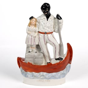 ENGLISH STAFFORDSHIRE HAND-PAINTED "UNCLE TOM" AND EVA FIGURAL GROUP