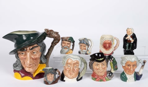 ENGLISH ROYAL DOULTON CERAMIC FIGURAL ARTICLES, LOT OF EIGHT