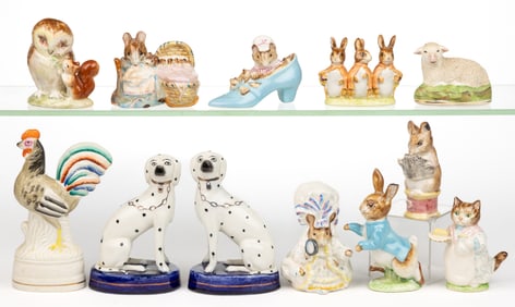 ENGLISH HAND-PAINTED CERAMIC FIGURES, LOT OF 11