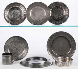 ASSORTED CHILDREN'S ABC SILVER-PLATED ARTICLES, LOT OF EIGHT