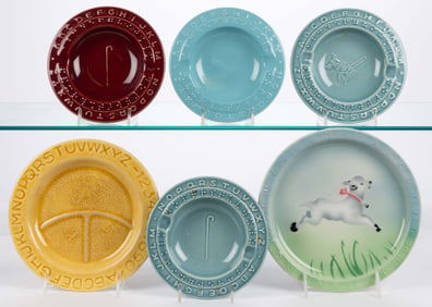 AMERICAN CERAMIC CHILDREN'S BRAILLE ALPHABET AND OTHER ABC ARTICLES, LOT OF SIX