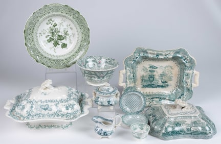 STAFFORDSHIRE TRANSFER-PRINTED CERAMIC ARTICLES, LOT OF NINE