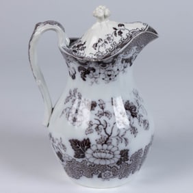 RARE ENGLISH MULBERRY IRONSTONE FLORAL MOTIF TOAST WATER JUG / PITCHER