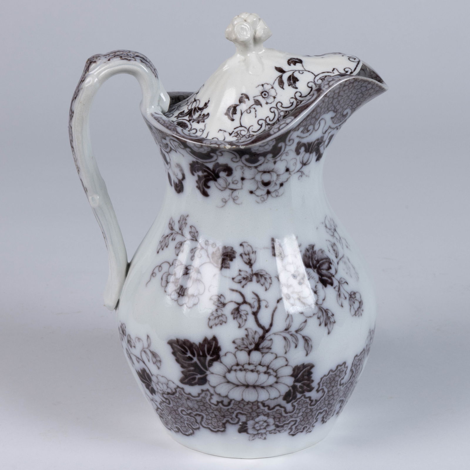 RARE ENGLISH MULBERRY IRONSTONE FLORAL MOTIF TOAST WATER JUG / PITCHER (1 of 2)