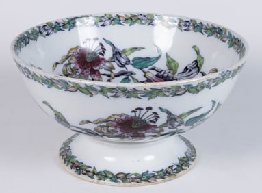 ENGLISH TRANSFER-PRINTED IRONSTONE FLORAL MOTIF LARGE PUNCH BOWL