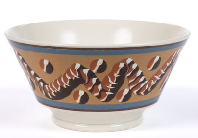 DON CARPENTIER (1951-2014) REPRODUCTION EARTHWORM DIPPED WARE / MOCHA CERAMIC BOWL