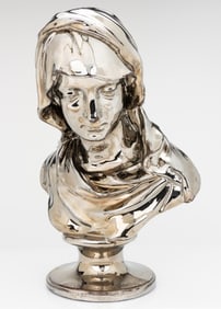 ENGLISH SILVER LUSTRE POTTERY BUST OF THE VIRGIN MARY