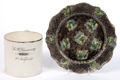 ENGLISH CERAMIC TEA AND TABLE ARTICLES, LOT OF TWO