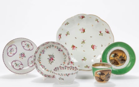 ASSORTED HAND-PAINTED PORCELAIN ARTICLES, LOT OF FOUR