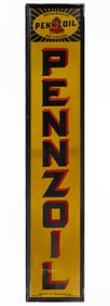 PENNZOIL SAFE LUBRICATION SELF-FRAMED TIN ADVERTISING SIGN