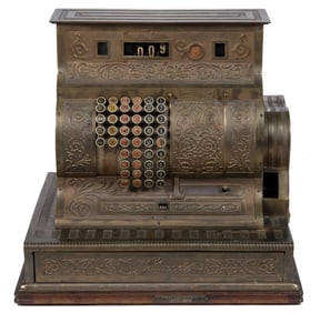 BRASS "THE HALLWOOD" PUSH-BUTTON CASH REGISTER