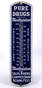 MENTHOLATUM / PATENT MEDICINE PORCELAIN ADVERTISING THERMOMETER