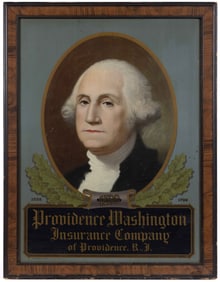RHODE ISLAND "PROVIDENCE WASHINGTON INSURANCE COMPANY" FRAMED METAL ADVERTISING SIGN
