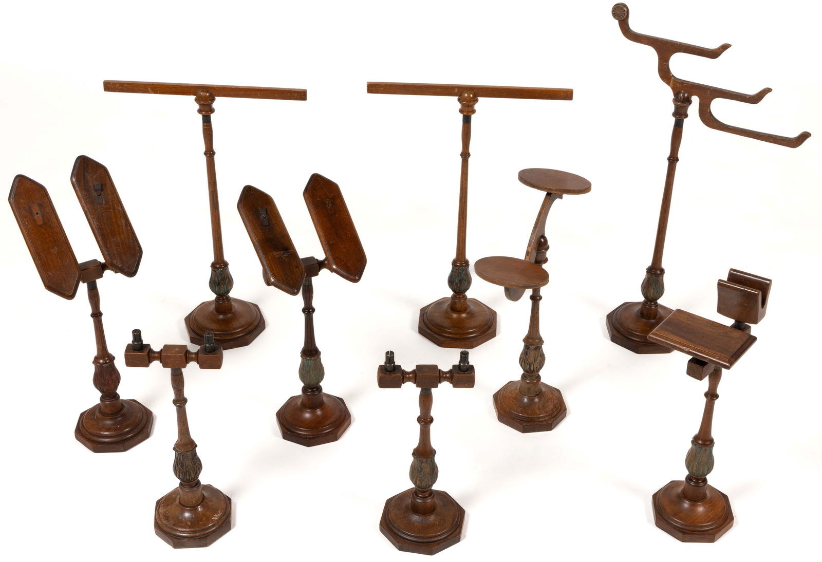 AMERICAN OR ENGLISH LATE VICTORIAN WALNUT SHOE / CLOTHING COUNTRY STORE DISPLAY STANDS (1 of 2)