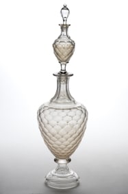 BLOWN AND HONEYCOMB-CUT APOTHECARY SHOW GLOBE / GLASS JAR