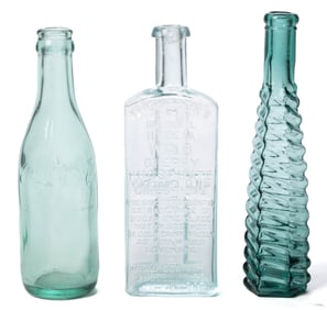ASSORTED GLASS BOTTLES, LOT OF THREE