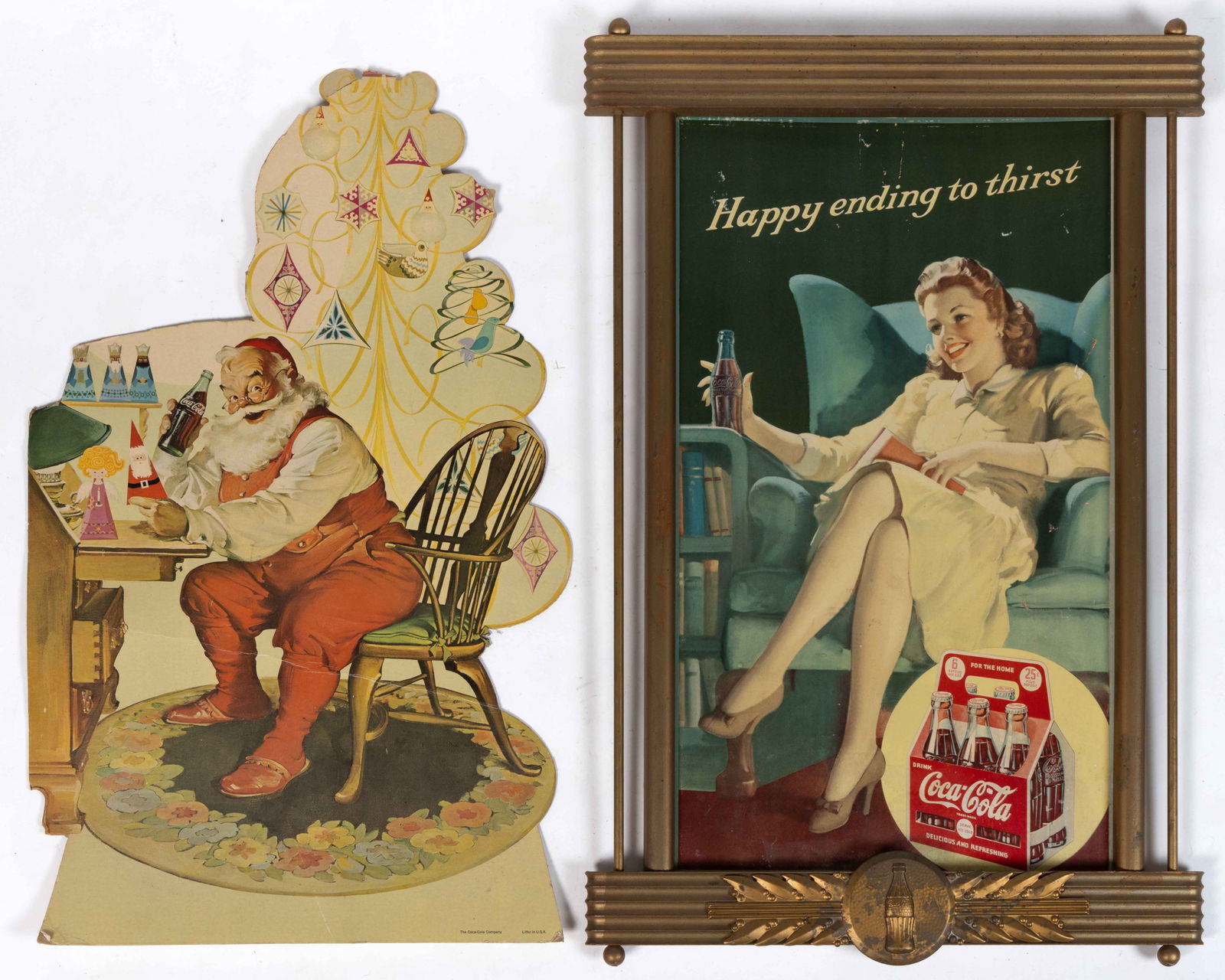 COCA-COLA CARDBOARD / WOODEN ADVERTISING SIGNS, LOT OF TWO (1 of 7)