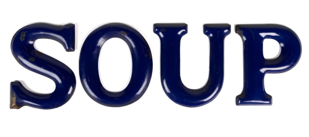 PORCELAIN "SOUP" ADVERTISING LETTERS / SIGN