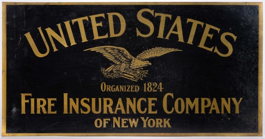 UNITED STATES FIRE INSURANCE CO. OF NEW YORK, METAL ADVERTISING SIGN WITH PICTORIAL EAGLE
