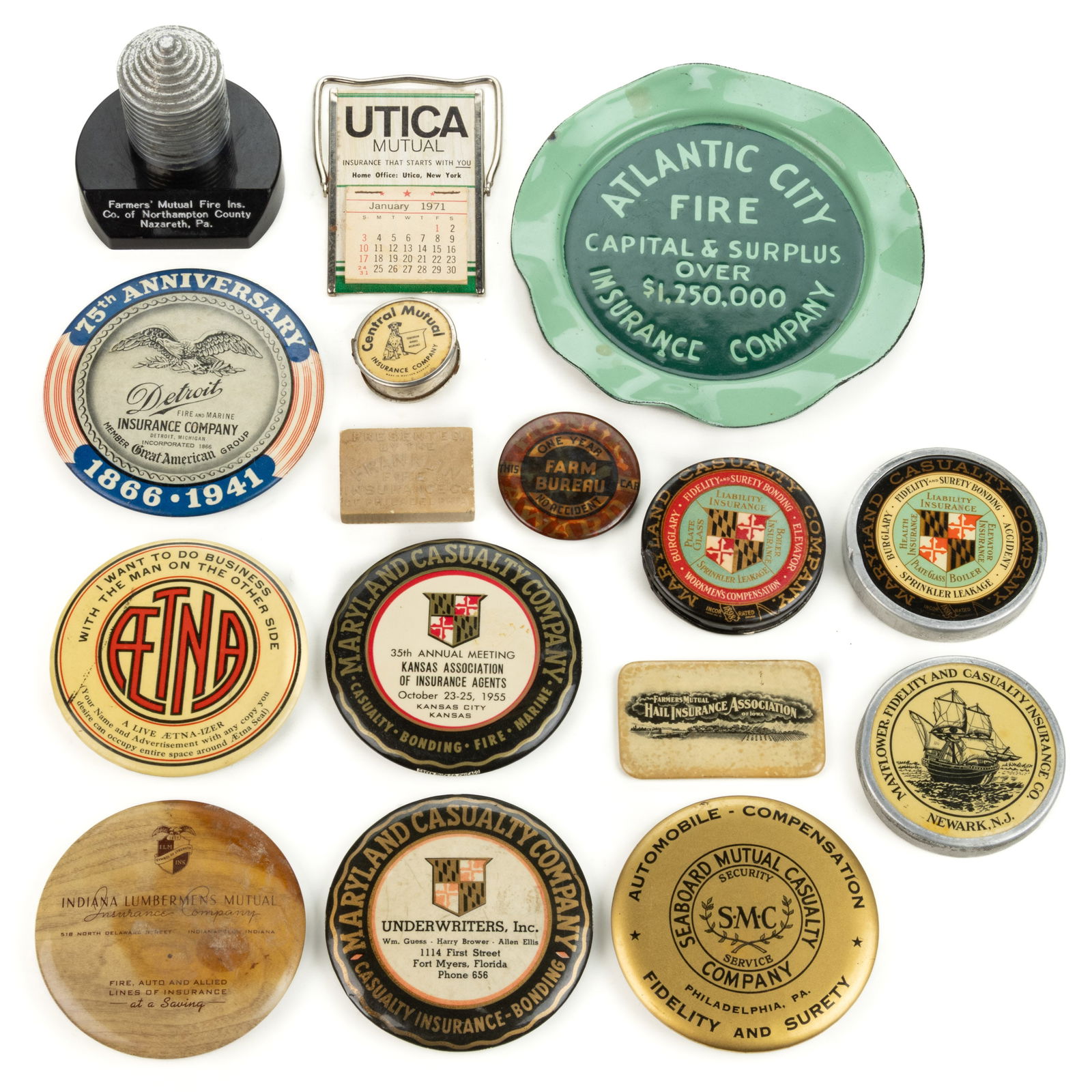 ASSORTED FARMERS / AUTOMOBILE / FIRE INSURANCE ADVERTISING ARTICLES, LOT OF 16 (1 of 1)