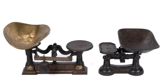AMERICAN CAST-IRON BALANCE SCALES, LOT OF TWO
