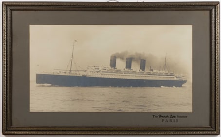 "THE FRENCH LINE STEAMER" FRAMED ADVERTISING PHOTOGRAPH