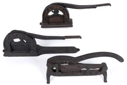 AMERICAN CAST-IRON CIGAR CUTTERS, LOT OF THREE