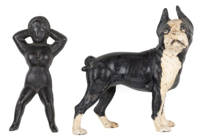 ASSORTED CAST-IRON FIGURAL ARTICLES, LOT OF TWO