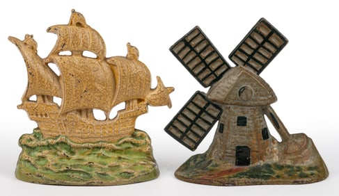 ASSORTED CAST-IRON FIGURAL DOORSTOPS, LOT OF TWO