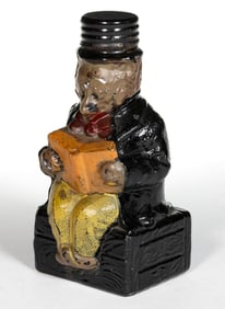 LEARNED FOX / BEAR FIGURAL BLOWN-MOLDED GLASS CANDY CONTAINER
