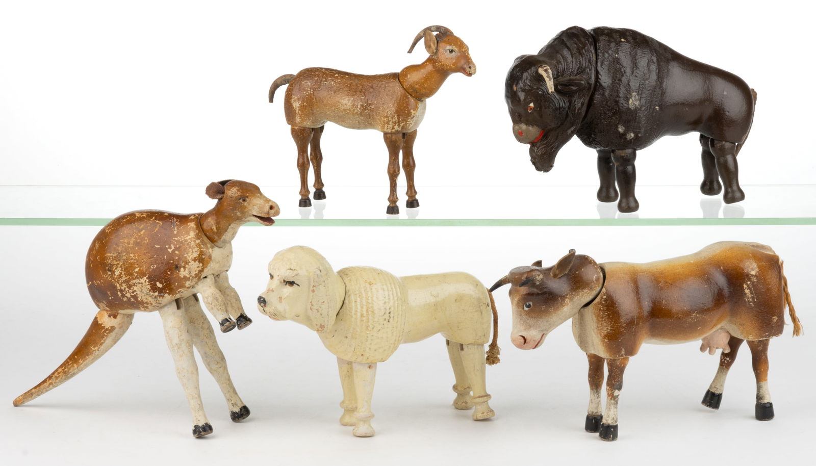 VINTAGE ASSORTED AMERICAN ALBERT SCHOENHUT HUMPTY DUMPTY CIRCUS AND OTHER  WOODEN ANIMAL TOYS, LOT (1 of 2)