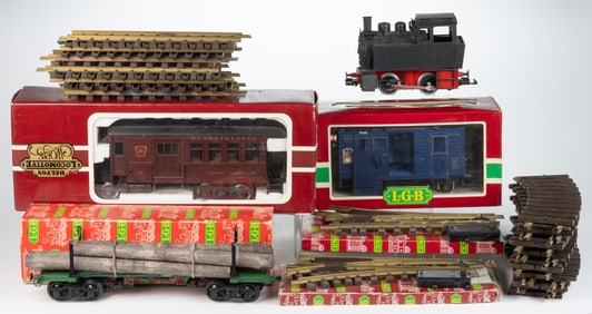 DELTON AND L. G. B. LEHMANN G-SCALE ASSORTED MODEL RAILROAD LOCOMOTIVE / TRAIN, CARS AND RAIL, LOT