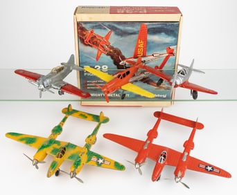ASSORTED HUBLEY CAST-METAL TOY AIRPLANES, LOT OF FIVE